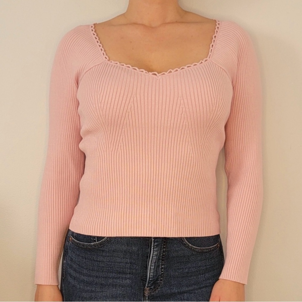 House Of Harlow Pink Ribbed Knit Top
